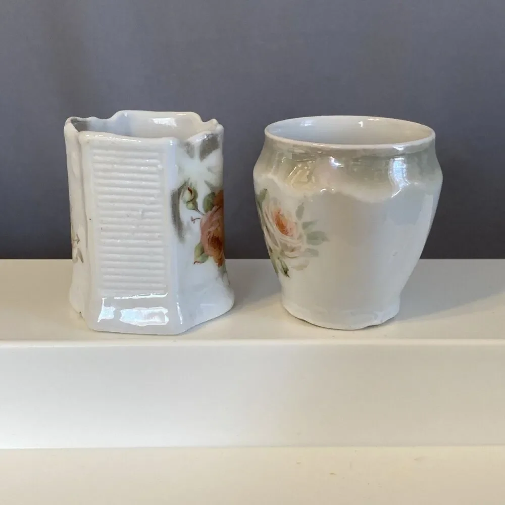 2 Vintage Toothpick Holders Floral Bavaria And Germany
